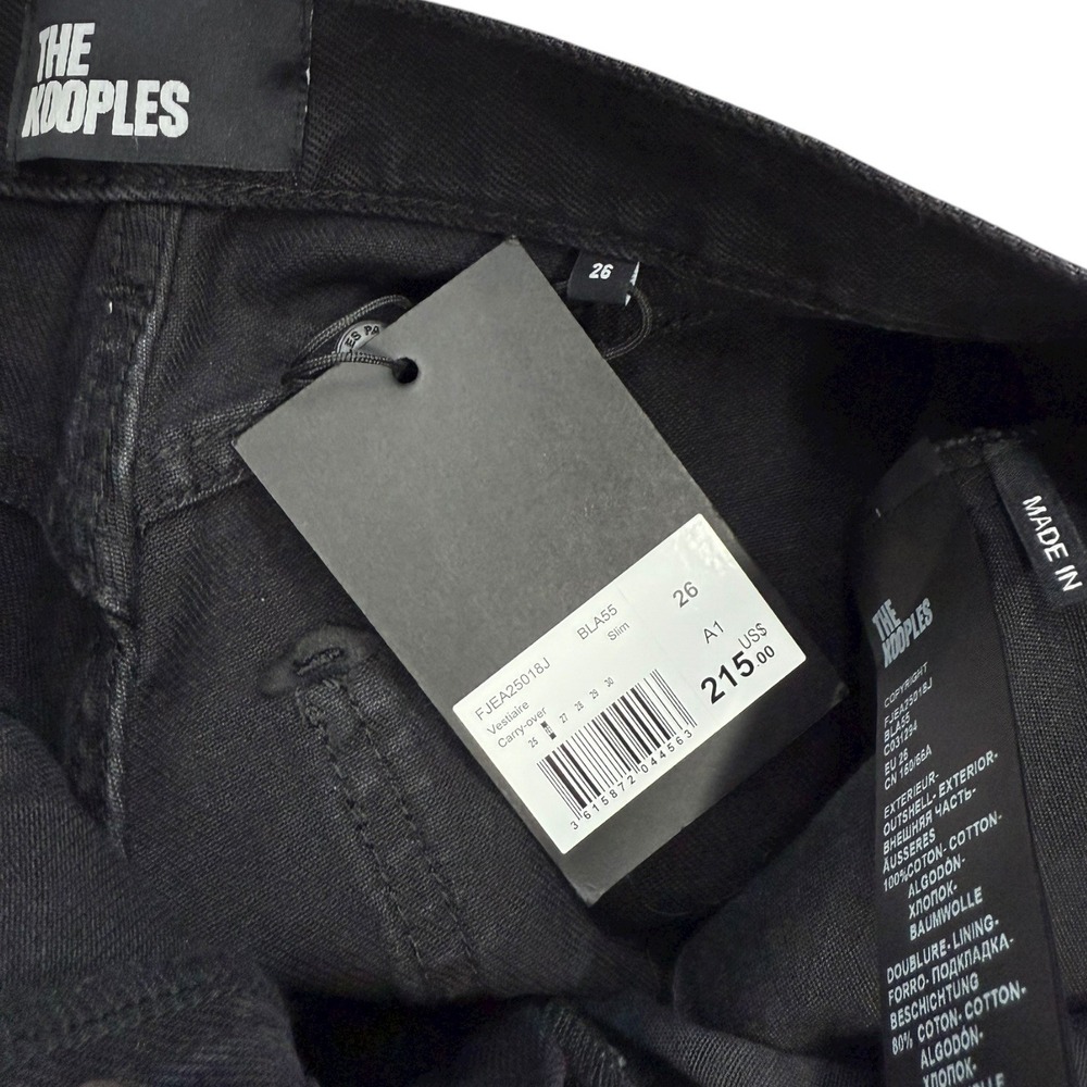 NEW The Kooples Black Straight Leg Ankle Jeans Womens Size 26 Button Fly - Picture 4 of 9